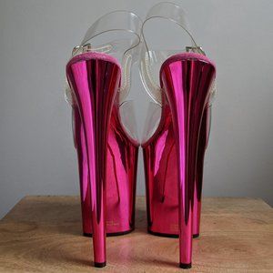Pleaser Heels -- Pink Chrome -- Size 8